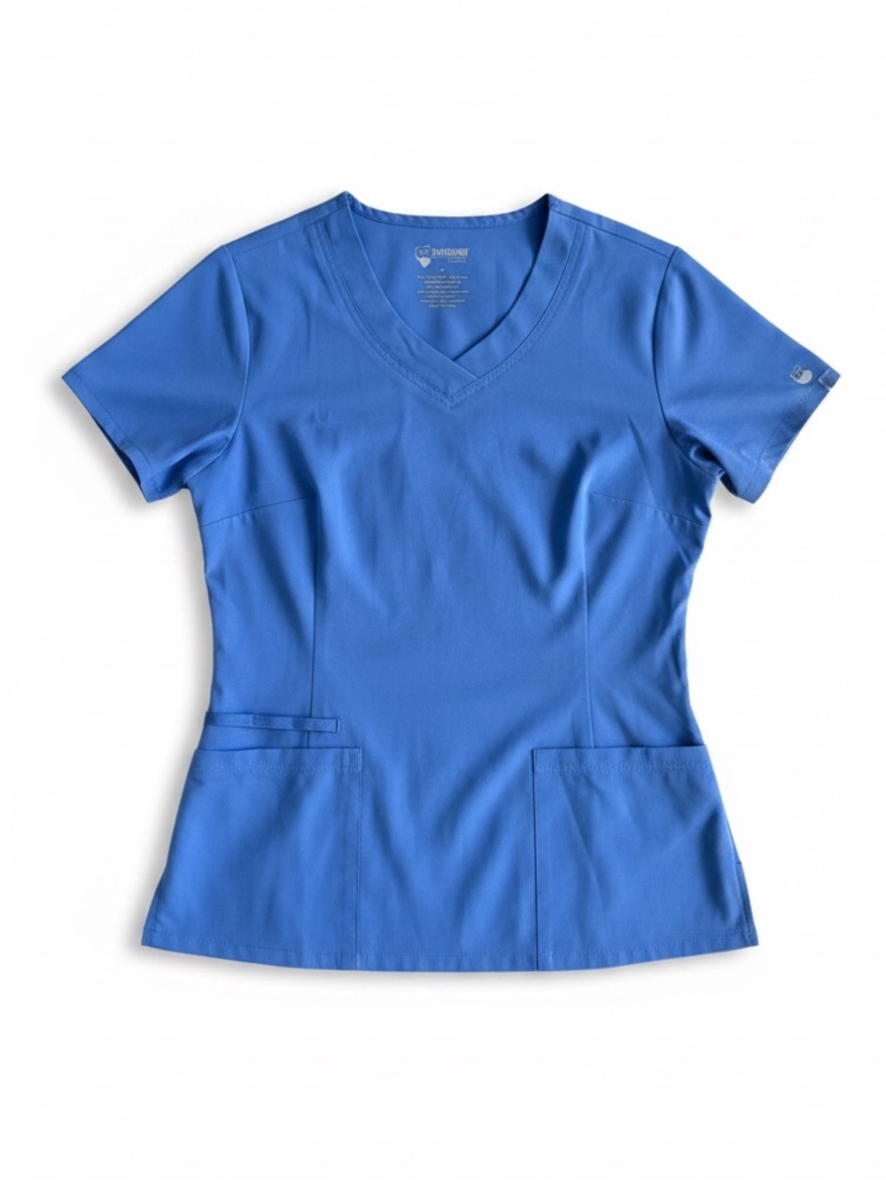 Pandamed Stretch Scrub Top Blue V-Neck Medical Uniform Nurse Pockets XS
